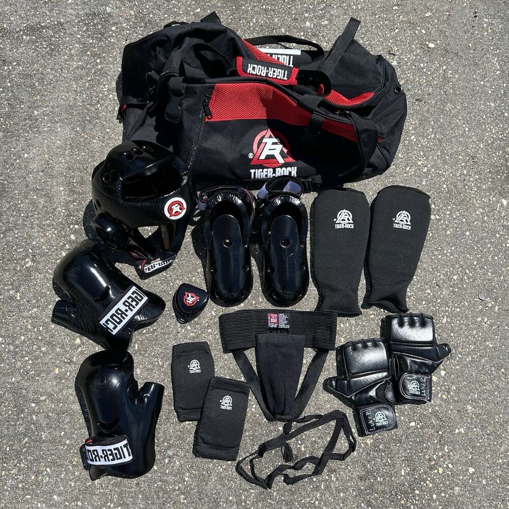 14pc Tiger-Rock Martial Arts Complete Sparring Gear Set with Duffel Bag